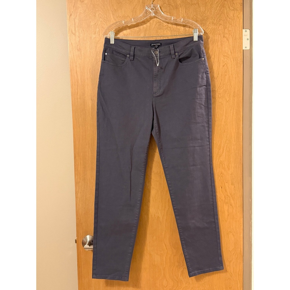 Eileen Fisher Organic Cotton Stretch Slim Jeans Womens M Navy 5 Pocket